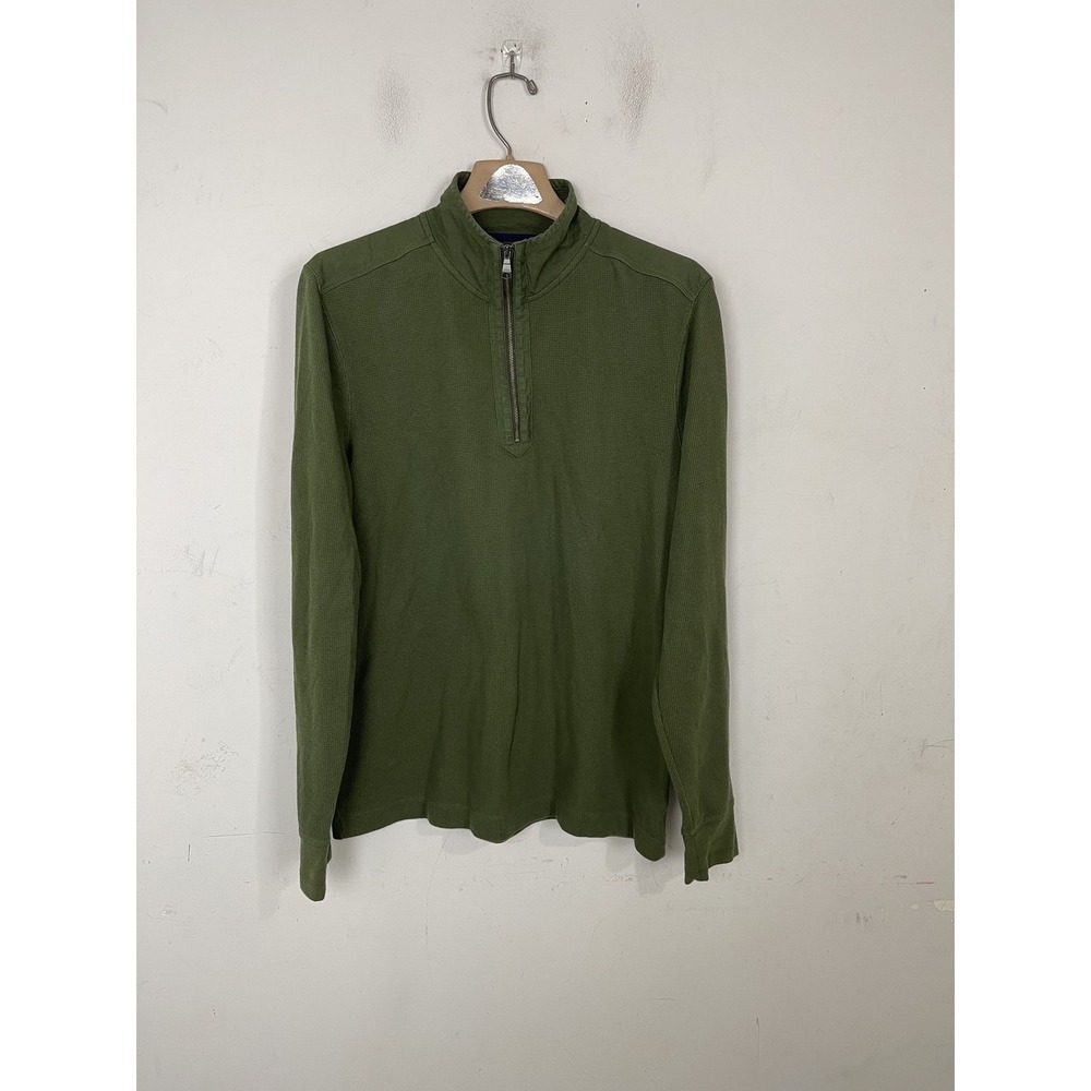 Banana Republic Men L Waffle Knit 1/2 Zip Pullover Chive Green 558479-01 Fall 13